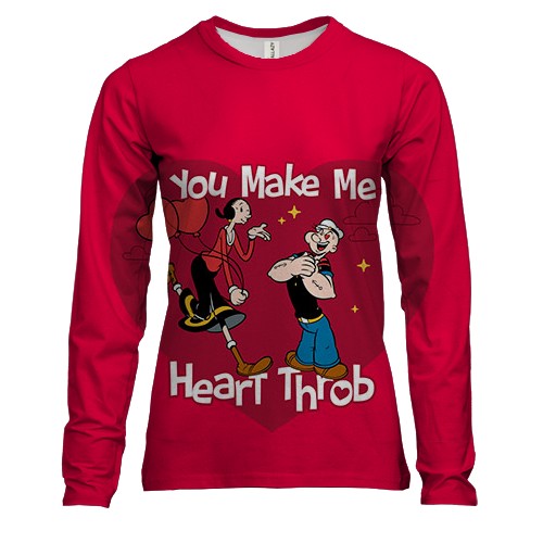 Жіночий 3D лонгслів Olive Oyl - Popeye, Love hearts