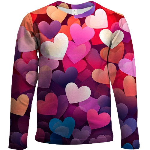 Дитячий 3D лонгслів Colorful Love hearts