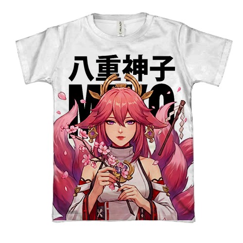 3D футболка Miko tails - Genshin Impact