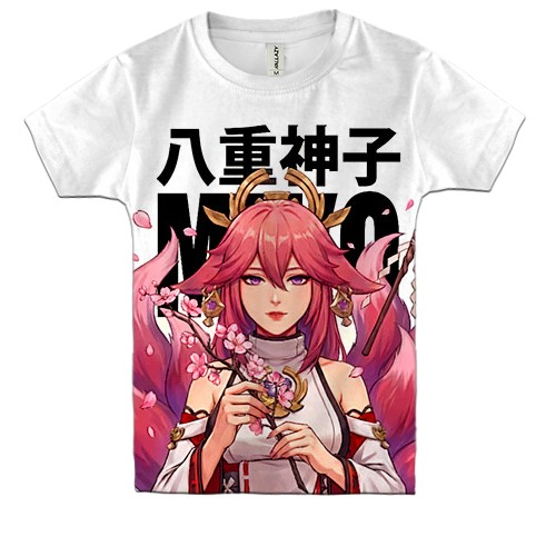 Детская 3D футболка Miko tails - Genshin Impact