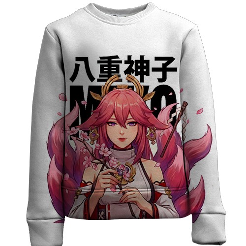 Детский 3D свитшот Miko tails - Genshin Impact