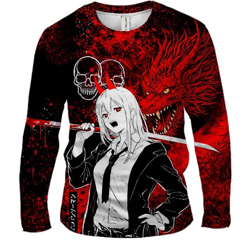 Мужской 3D лонгслив Power x Dragon, red