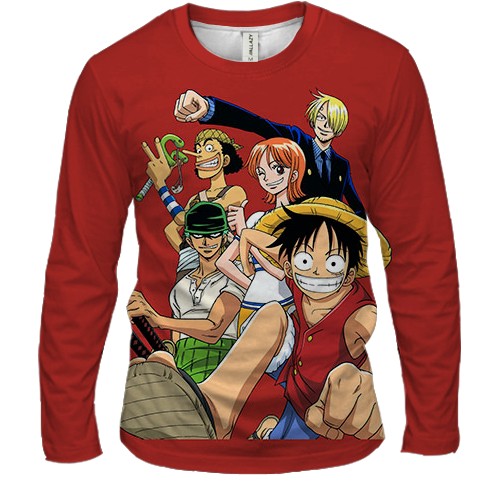 Чоловічий 3D лонгслів One Piece team, red