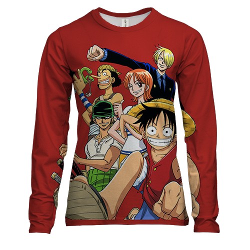 Жіночий 3D лонгслів One Piece team, red