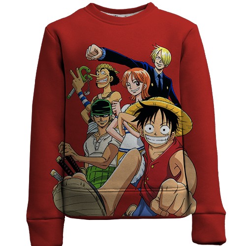 Детский 3D свитшот One Piece team, red
