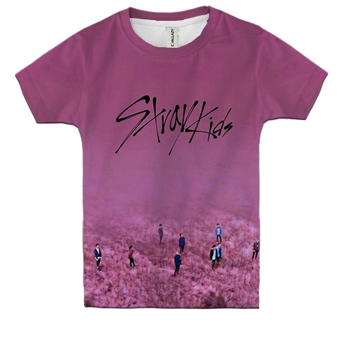 Детская 3D футболка Stray Kids (розовое поле)