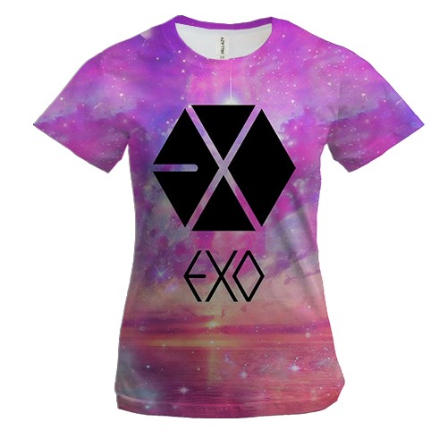Жіноча 3D футболка EXO Рожеві хмари