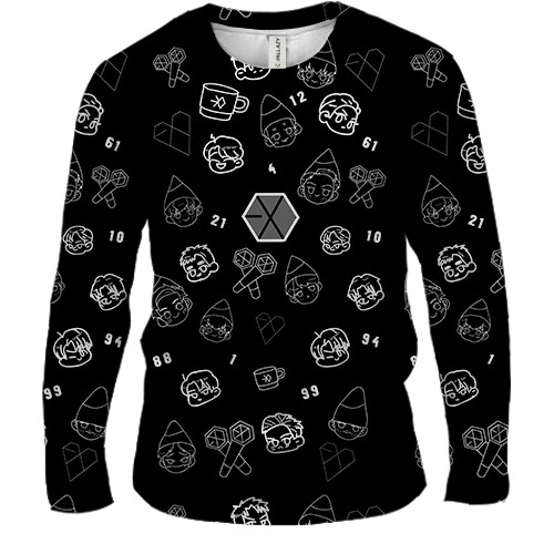 Мужской 3D лонгслив EXO с иконками