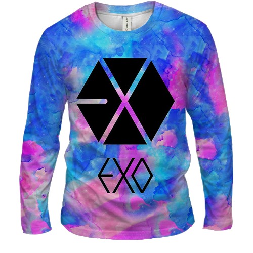 Мужской 3D лонгслив EXO акварельный арт
