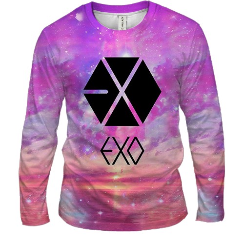 Мужской 3D лонгслив EXO Розовые облака