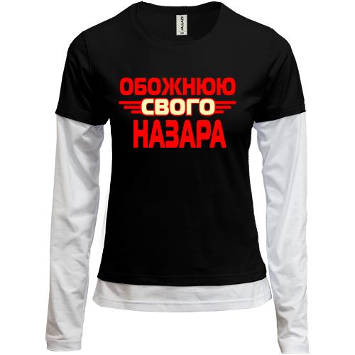Комбінований лонгслів з написом 