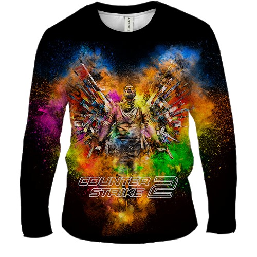 Мужской 3D лонгслив CS2 colorful splash