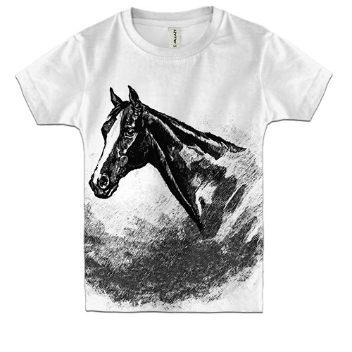 Детская 3D футболка с карандашной лошадью