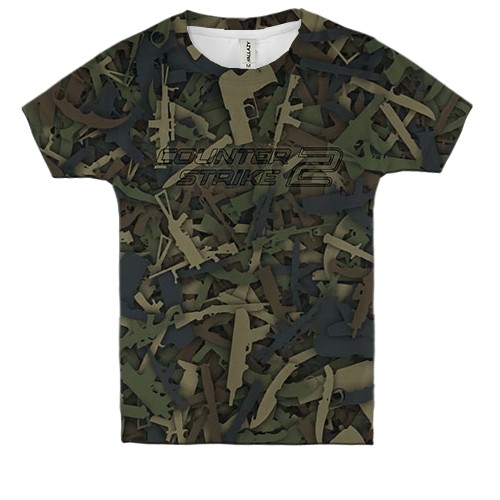 Детская 3D футболка CS2 - Guns Camouflage