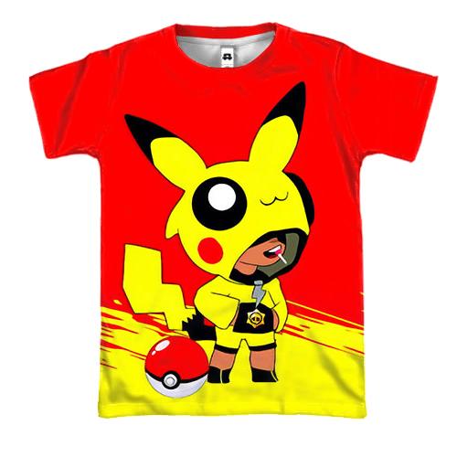 3D футболка "Brawl Stars "Леон Пикачу"