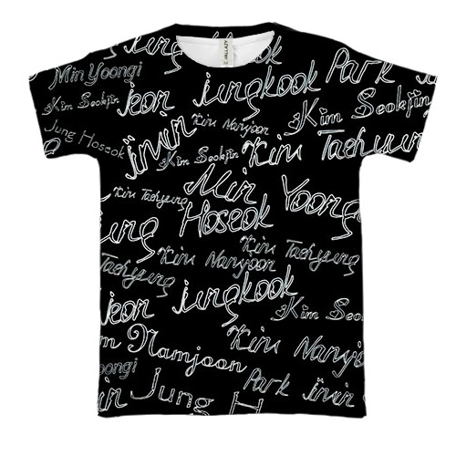 3D футболка BTS імена