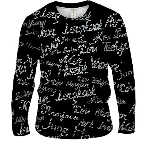Чоловічий 3D лонгслів BTS імена