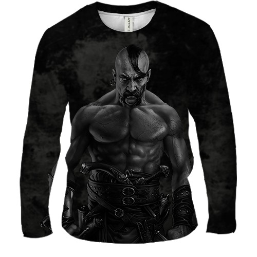 Мужской 3D лонгслив Казак с мечами (черно-белая) Мужской 3D лонгслив Казак с мечами (черно-белая)