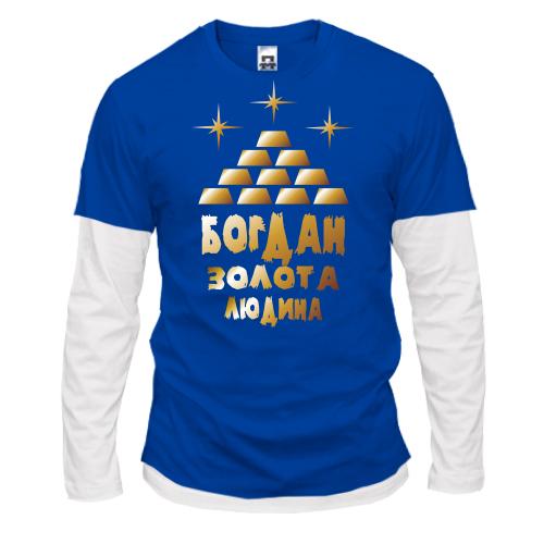 Комбінований лонгслів з написом 