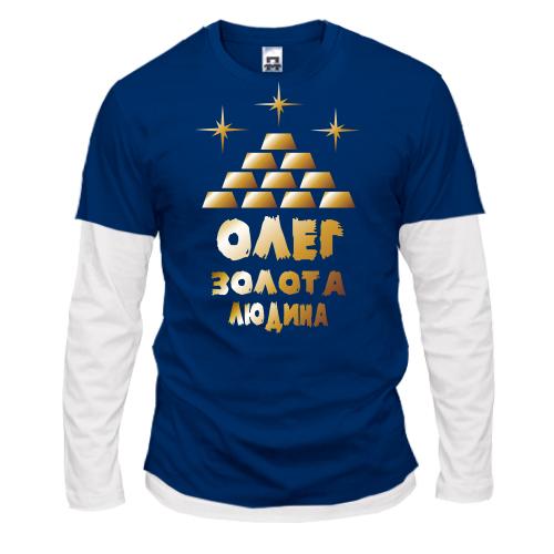 Комбінований лонгслів з написом 