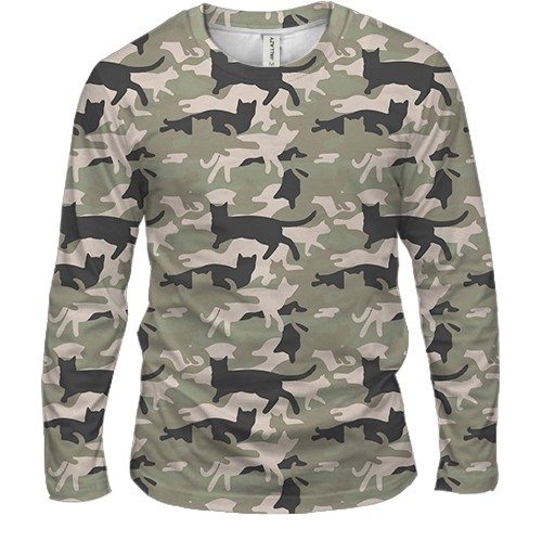 Мужской 3D лонгслив Котофляж в стиле Мультикам