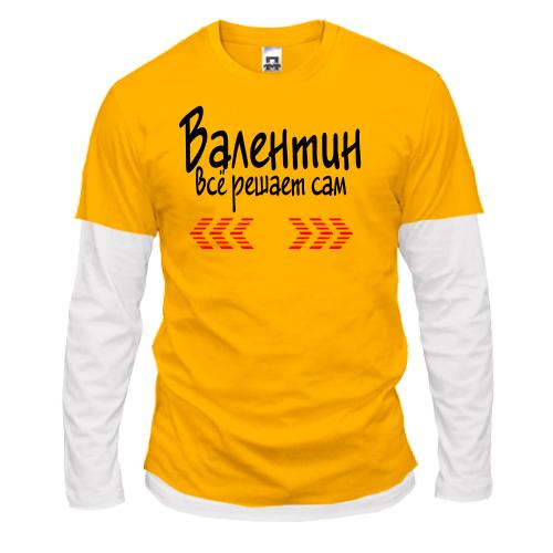 Комбинированный лонгслив с надписью 