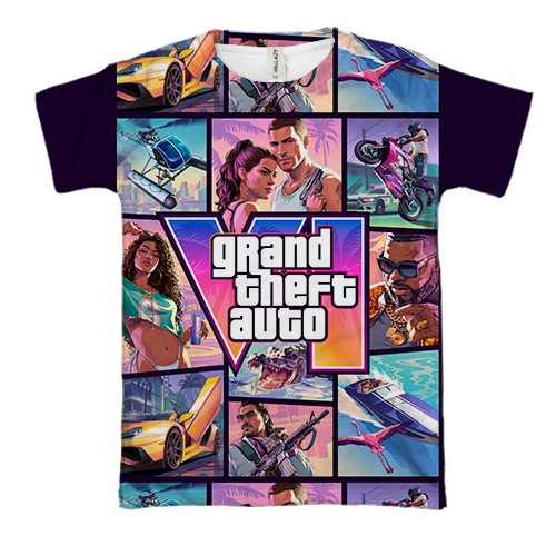 3D футболка GTA VI - постер и герои