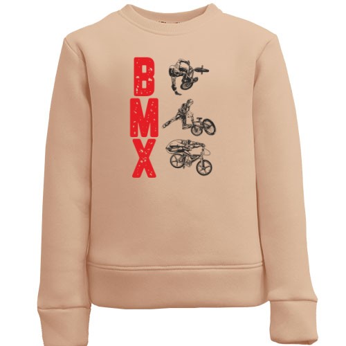 Дитячий світшот з вертикальним написом «BMX» та силуетами велосипедистів, що виконують трюки