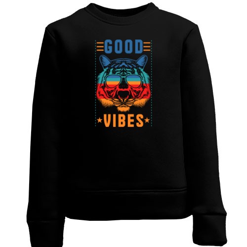 Дитячий світшот із тигром в окулярах та написом «Good vibes»