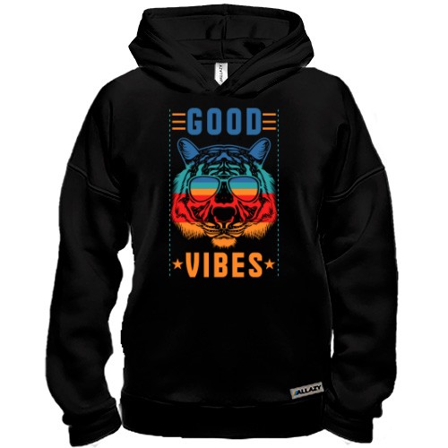 Худи BASE с тигром в очках и надписью «Good vibes»