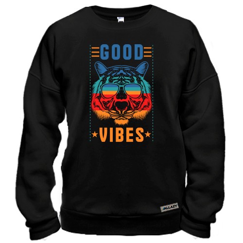 Свитшот с тигром в очках и надписью «Good vibes»