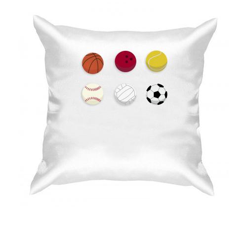 Подушка с мячами видов спорта