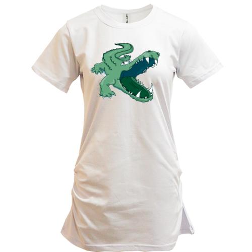 Подовжена футболка зі злим крокодилом
