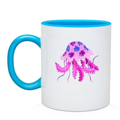Чашка с  розовой медузой