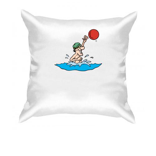Подушка з гравцем в водне поло в воді