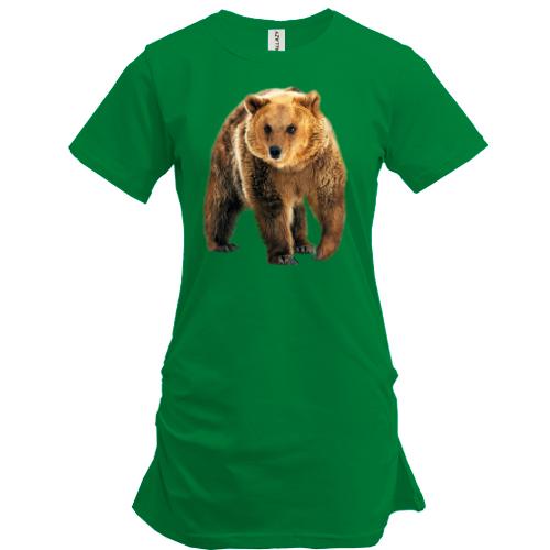 Подовжена футболка з ведмедем