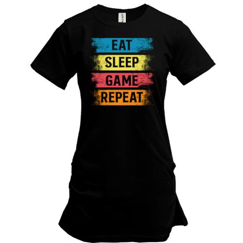 Подовжена футболка Eat Sleep Game Repeat