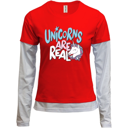 Комбинированный лонгслив Unicorns are real
