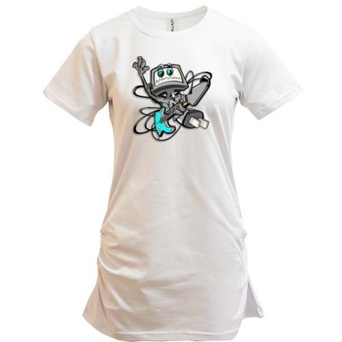 Подовжена футболка Robot Робот з гітарою