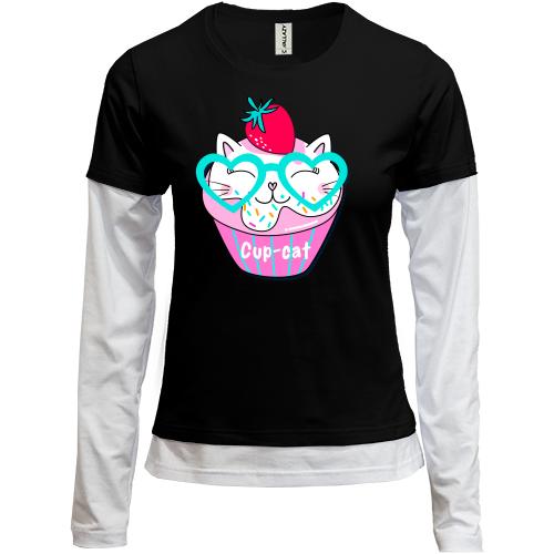 Комбинированный лонгслив Cup Cat