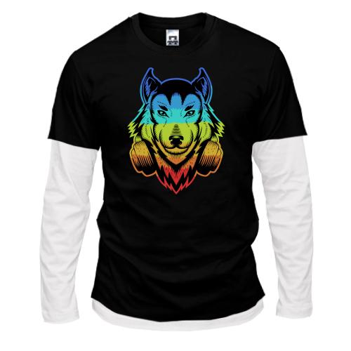 Комбинированный лонгслив Rainbow Wolf