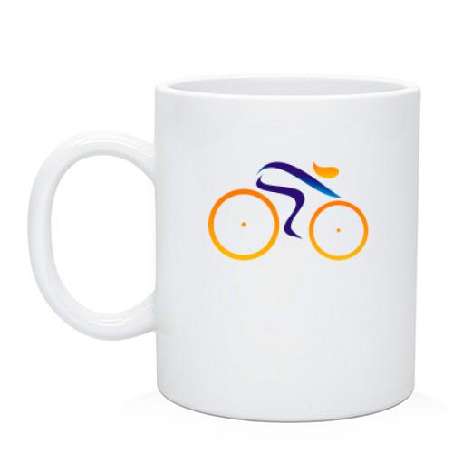 Чашка з стрічковим велосипедистом