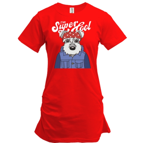Подовжена футболка з собакою 