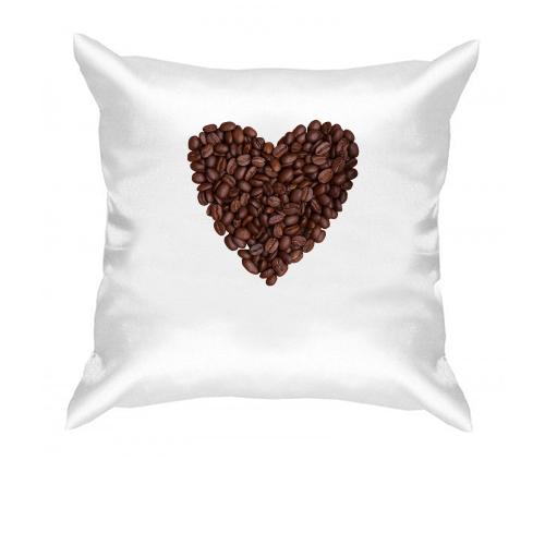 Подушка с сердцем из кофейных зёрен