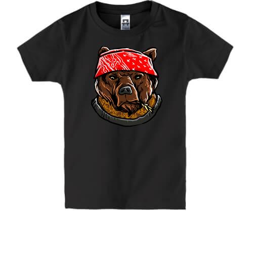 Детская футболка с медведем гангстером