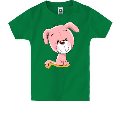 Детская футболка с розовой собакой