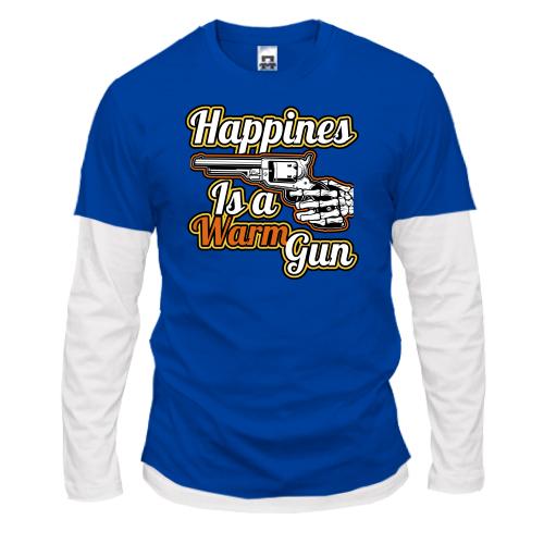 Комбинированный лонгслив Happiness is a warm gun