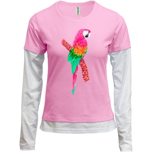 Жіночий лонгслів Комбі з рожевим папугою