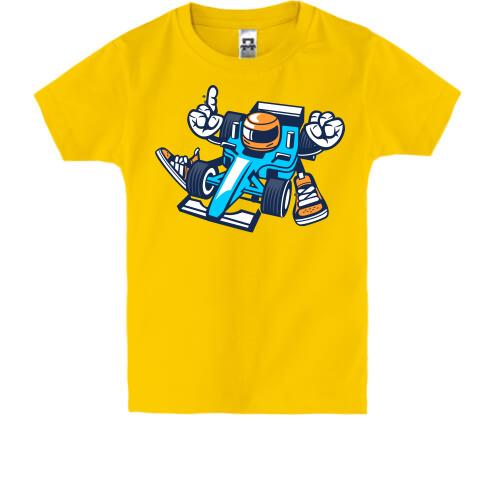 Детская футболка с гонщиком в кедах