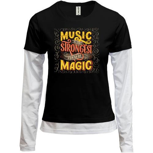 Комбинированный лонгслив Music is the Strongest from of Magic
